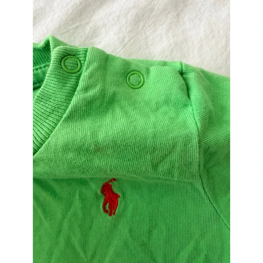 Ralph Lauren Baby Boys Green‎ Short Sleeve Pony T-Shirt Snap Shoulder 6M